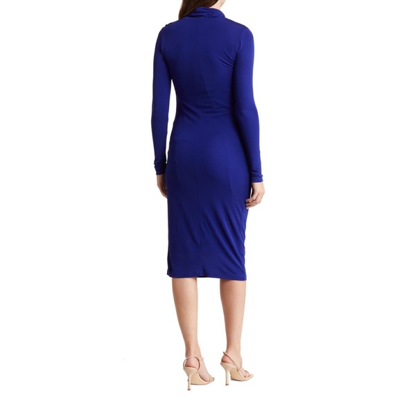Reiss Freya Twisted Turtleneck Midi Dress In Royal Blue - New With Tag - Reemoly - Picture 2 of 3